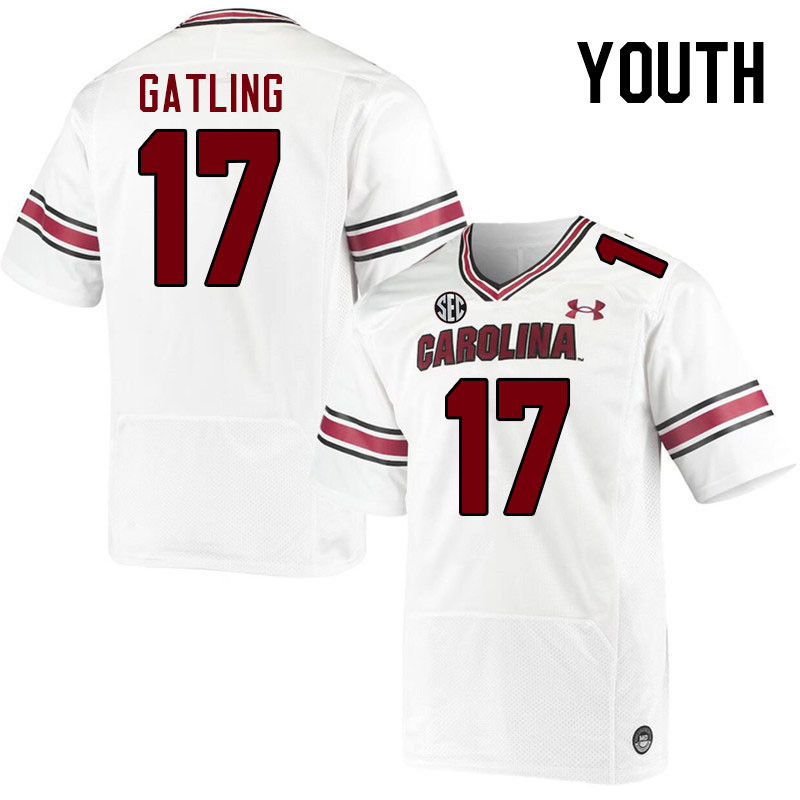 Youth #17 Debron Gatling South Carolina Gamecocks College Football Jerseys Stitched-White